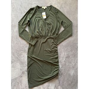 Elegant Olive Green Wrap Dress
